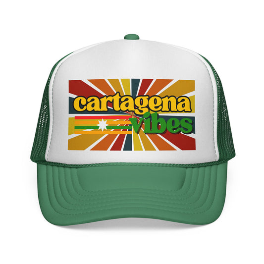 Colorful Cartagena Vibes Trucker Cap - Fun Summer Hat for Beach Days, Festivals, Eco-Friendly
